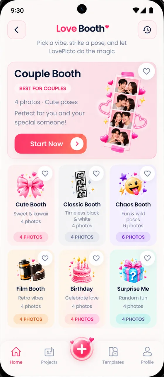 Choosing a Love Booth mode