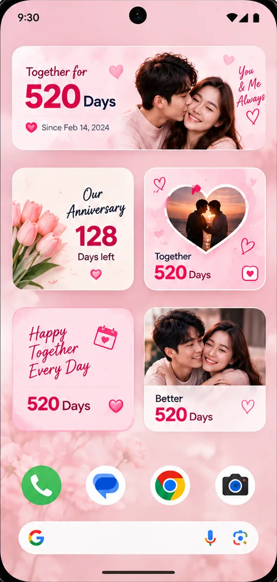 Anniversary widgets on a home screen
